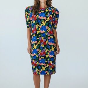 VTG 90s St. Gillian 100% Silk Floral Shift Dress 14 Deadstock NWT